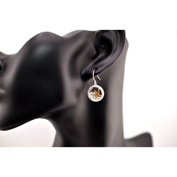 Catherine Weitzman Sterling Silver White Crystal Starfish Earrings - Picture 1 of 3